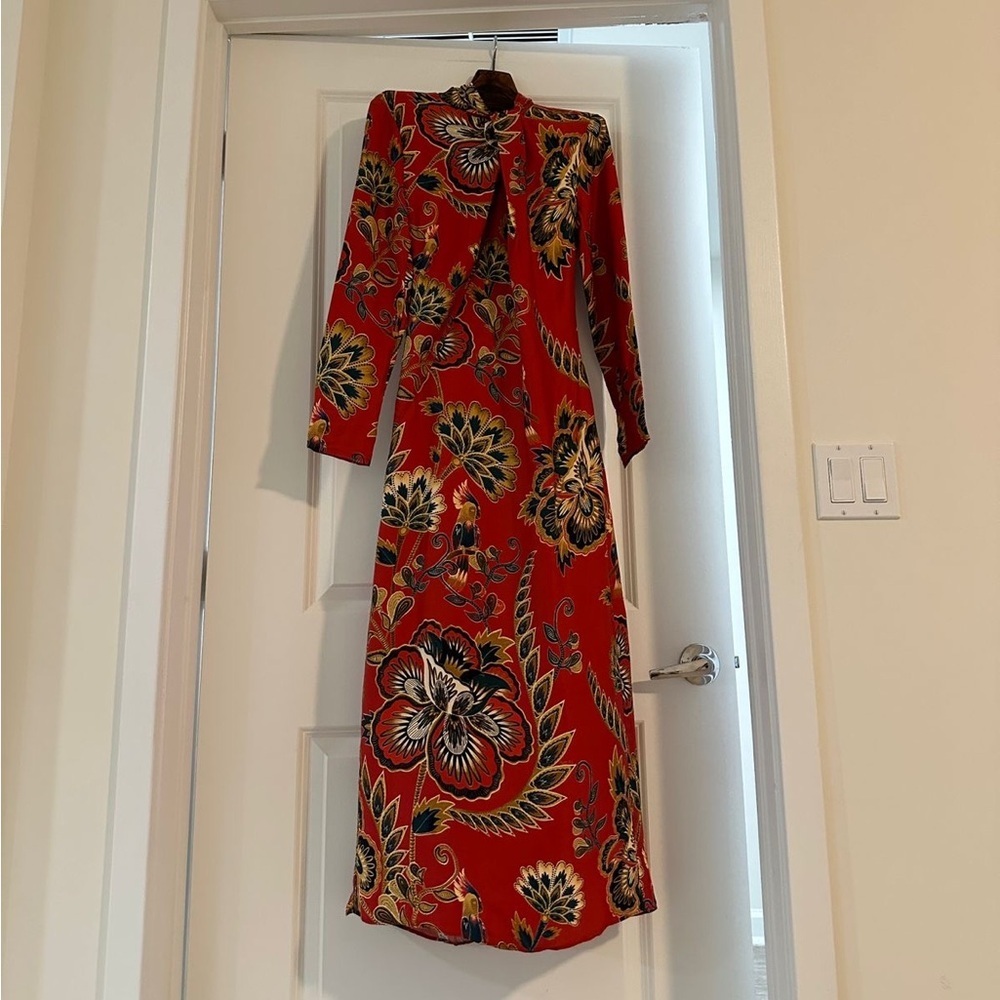 Farm Rio Red Maxi Floral Cutout Midi Dress - Picture 5 of 9